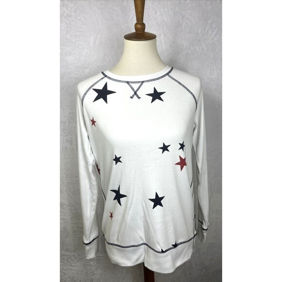 Eddie Bauer Legend Wash Women's Shirt Long Sleeve Stars RW&B Size Medium - Picture 1 of 8